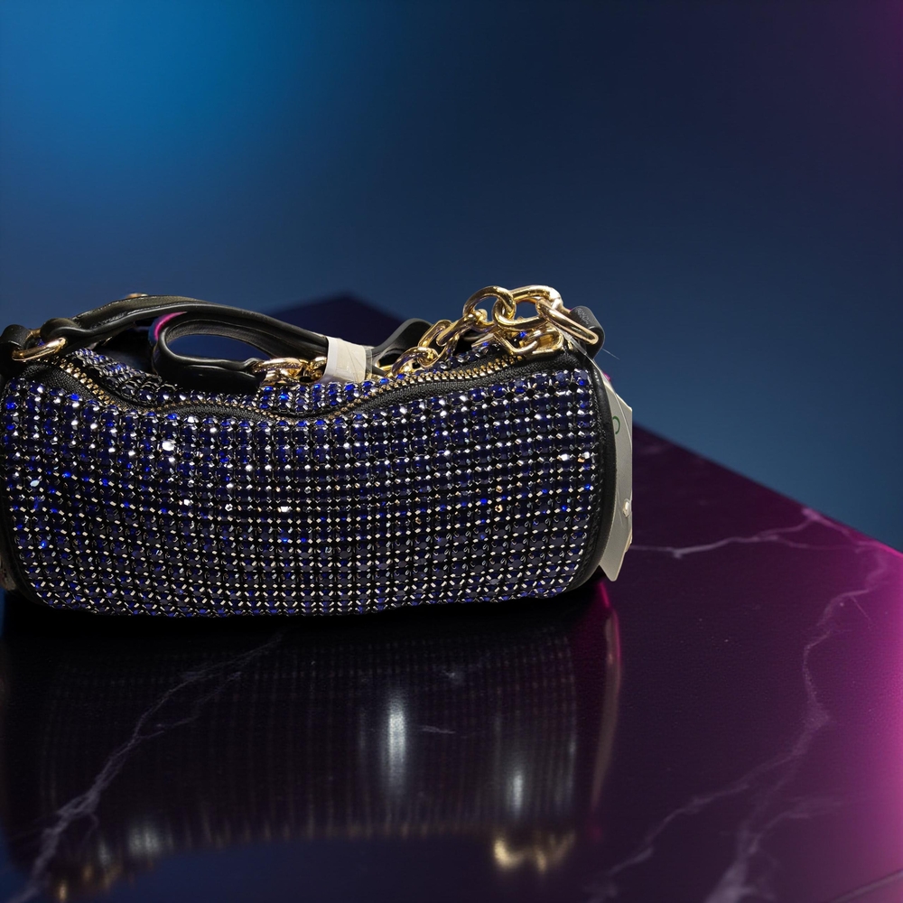 NWOT Blue and Black with Goldtone hardware Crossbody Bag with Structured Design - Picture 1 of 7
